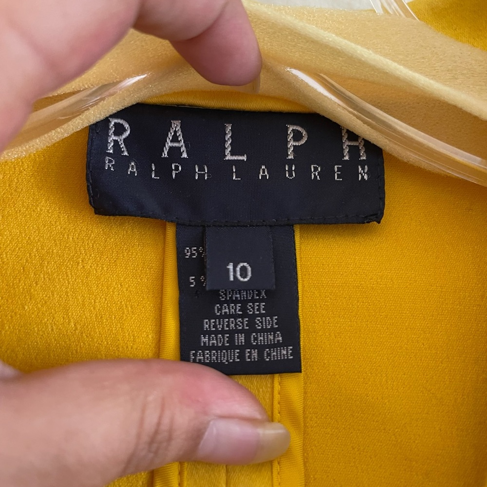 Vintage RALPH Ralph Lauren mustard yellow blazer jacket w/gold buttons SZ 10 - Picture 11 of 17
